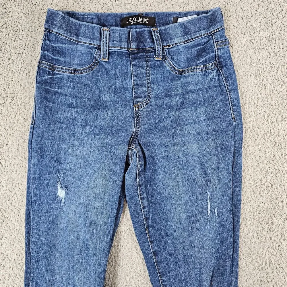 Judy Blue Jeans Women 5/27 Boyfriend Fit Mid Rise Pull On Legging Stretch 88369